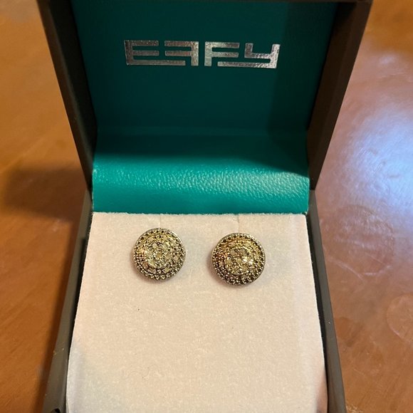 Effy Sterling Silver Diamond Double-Halo Stud Earrings - Picture 1 of 3
